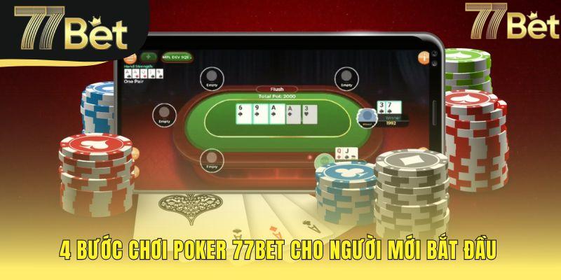 Quy trình chơi poker 77bet gồm 4 bước đơn giản và nhanh chóng